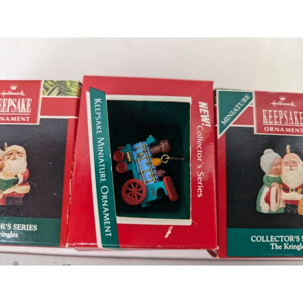 Hallmark Miniature Ornament Lot Kringles Santa‎ Mrs Claus Train